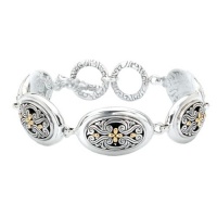 925 Silver Oval Filigree Swirl Bracelet with 18k Gold Accents- 7.5 IN 925 Silver Oval Filigree Swirl Bracelet with 18k Gold Accents- 7.5 IN