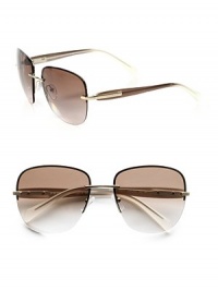 Sleek rimless design with a chic mix of acetate and metal. Available in pale gold/brown with brown gradient lens, black with grey gradient lens or red with rose gradient lens. Logo temples100% UV protectionMade in Italy Sleek rimless design with a chic mix of acetate and metal. Available in pale gold/brown with brown gradient lens, black with grey gradient lens or red with rose gradient lens. Logo temples100% UV protectionMade in Italy