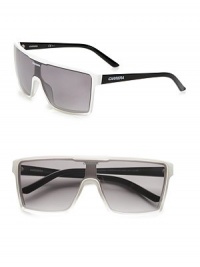 This futuristic style is sleek and sure to stand out. Available in white/shiny black with grey mirror gradient lens. Logo temples100% UV protectionMade in Italy This futuristic style is sleek and sure to stand out. Available in white/shiny black with grey mirror gradient lens. Logo temples100% UV protectionMade in Italy