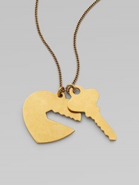 Show everyone the key to your heart with this sweet, double pendant design on a link chain. Goldtone brassLength, about 10.6Pendant size, about 1Lobster clasp closureMade in Italy Show everyone the key to your heart with this sweet, double pendant design on a link chain. Goldtone brassLength, about 10.6Pendant size, about 1Lobster clasp closureMade in Italy