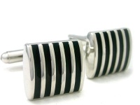 Black Enamel Striped Cufflinks Gift Boxed By Cuff4U Black Enamel Striped Cufflinks Gift Boxed By Cuff4U