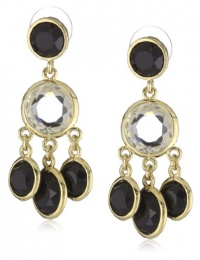 Anne Klein Beacon Gold-Tone Black and Crystal Chandelier Drop Earrings Anne Klein Beacon Gold-Tone Black and Crystal Chandelier Drop Earrings