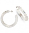 White Acrylic Rainbow Swarovski Crystal Hoop Earrings
