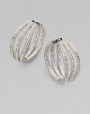 A simply chic design accented with brilliant pavé crystals. CrystalsRhodium-plated brassLength, about 1¼Hinge-and-post backImported 