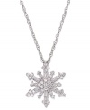 Give her a gift as unique as she is. This stunning snowflake pendant features an intricate pattern of round-cut diamonds (1/4 ct. t.w.) and sterling silver. Approximate length: 18 inches. Approximate drop: 5/8 inch.