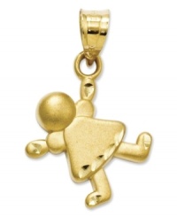 Playful and sweet, this bouncing little girl charm is crafted in 14k gold with a satin finish. Chain not included. Approximate length: 9/10 inch. Approximate width: 3/5 inch. Playful and sweet, this bouncing little girl charm is crafted in 14k gold with a satin finish. Chain not included. Approximate length: 9/10 inch. Approximate width: 3/5 inch.