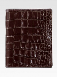 Crafted of crocodile-embossed Italian calfskin, it includes 5 credit card slots and passport compartment. 4½ X 5½ Made in USAFOR PERSONALIZATIONSelect a color and quantity, then scroll down and click on PERSONALIZE & ADD TO BAG to choose and preview your personalization options. Please allow 1 week for delivery. Crafted of crocodile-embossed Italian calfskin, it includes 5 credit card slots and passport compartment. 4½ X 5½ Made in USAFOR PERSONALIZATIONSelect a color and quantity, then scroll down and click on PERSONALIZE & ADD TO BAG to choose and preview your personalization options. Please allow 1 week for delivery.