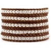 Chan Luu Cream Pearl Wrap Bracelet on Natural Brown Leather