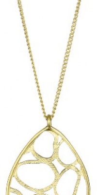 T Tahari Essential Gold Tone Chain with Open Work Oval Pendant Necklace T Tahari Essential Gold Tone Chain with Open Work Oval Pendant Necklace