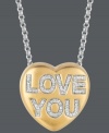 Add a little romance. Sweethearts' adorable heart pendant features the sweet words, LOVE YOU in round-cut diamond (1/6 ct. t.w.). Set in 14k gold over sterling silver and sterling silver. Copyright © 2011 New England Confectionery Company. Approximate length: 16 inches + 2-inch extender. Approximate drop: 5/8 inch.