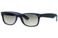Ray Ban RB2132 New Wayfarer Sunglasses - 811/32 Light Blue Rubber (Crystal Gray Gradient Lens) - 55mm Ray Ban RB2132 New Wayfarer Sunglasses - 811/32 Light Blue Rubber (Crystal Gray Gradient Lens) - 55mm