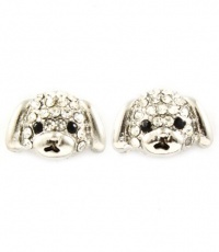 Adorable Silver Rhodium Plated Puppy Dog Stud Earrings Embellished with Sparkling Clear Crystals Adorable Silver Rhodium Plated Puppy Dog Stud Earrings Embellished with Sparkling Clear Crystals