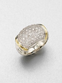 From the Metro Collection. Truly shine in this pavé diamond piece set in a textured sterling silver shank accented in radiant 18k gold. Diamonds, 1.06 tcwSterling silver18k goldImported From the Metro Collection. Truly shine in this pavé diamond piece set in a textured sterling silver shank accented in radiant 18k gold. Diamonds, 1.06 tcwSterling silver18k goldImported