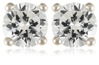 Platinum Plated Sterling Silver Round-Cut Cubic Zirconia Stud Earrings Platinum Plated Sterling Silver Round-Cut Cubic Zirconia Stud Earrings