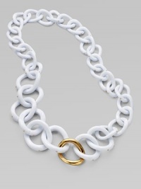 A graduated design of twisted resin links embellished with a radiant 14k goldplated center link and accents. Resin14k goldplatingLength, about 18Slip-on styleMade in USA A graduated design of twisted resin links embellished with a radiant 14k goldplated center link and accents. Resin14k goldplatingLength, about 18Slip-on styleMade in USA