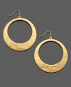 Whether your look is boho chic or office classic, these Lauren by Ralph Lauren hoop earrings make a great accompaniment. Crafted in worn goldtone mixed metal. Approximate diameter: 1-1/4 inches. Approximate drop: 2-1/4 inches.