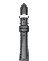 A luxe leather watch strap from Michele in a modern patent grey finish. A luxe leather watch strap from Michele in a modern patent grey finish.