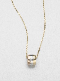 From the Fusion Collection. A stunning tricolor blending of 18k gold in an artful ring-shaped pendant, sprinkled with brilliant-cut diamonds and suspended from a gold chain.Diamonds, .09 tcw18k yellow gold, 18k rose gold and 18k white gold Chain length, about 17¾Pendant diameter, about ¼Lobster claspImported From the Fusion Collection. A stunning tricolor blending of 18k gold in an artful ring-shaped pendant, sprinkled with brilliant-cut diamonds and suspended from a gold chain.Diamonds, .09 tcw18k yellow gold, 18k rose gold and 18k white gold Chain length, about 17¾Pendant diameter, about ¼Lobster claspImported
