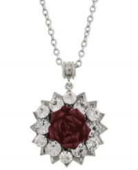 Petals with panache. This pendant from 2028 is crafted from silver-tone mixed metal with glass crystal stones and a cranberry-colored flower detail adding a beautiful touch. Approximate length: 16 inches + 3-inch extender. Approximate drop: 1-1/2 inches. Petals with panache. This pendant from 2028 is crafted from silver-tone mixed metal with glass crystal stones and a cranberry-colored flower detail adding a beautiful touch. Approximate length: 16 inches + 3-inch extender. Approximate drop: 1-1/2 inches.