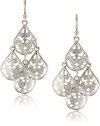 1928 Jewelry Silver Tone Filigree Teardrop Chandelier Earrings