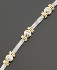 A unique cable-designed diamond bracelet you'll love: twisting 14k white gold double chain with dazzling round-cut diamonds (1 ct. t.w.) and elegant 14k gold accents. Approximate length: 7-3/8 inches. A unique cable-designed diamond bracelet you'll love: twisting 14k white gold double chain with dazzling round-cut diamonds (1 ct. t.w.) and elegant 14k gold accents. Approximate length: 7-3/8 inches.