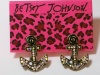 Betsey Johnson Betsey in the Navy Collection Large Crystal Anchors & Roses stud earrings