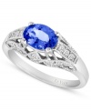 Embrace your elegant side. Le Vian's ring, crafted from 14k white gold, features an oval tanzanite stone (1 ct. t.w.) offset by round-cut diamonds (1/5 ct. t.w.) for a stunning display. Size 7.