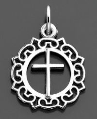 Beautiful craftsmanship and a loving touch characterize this beautiful cross charm set in sterling silver, by Rembrandt Charms. Approximate drop: 1 inch. Beautiful craftsmanship and a loving touch characterize this beautiful cross charm set in sterling silver, by Rembrandt Charms. Approximate drop: 1 inch.