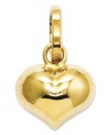 Perfectly romantic. This pretty, puffed heart charm makes the perfect gift for a loved one. Crafted in 14k gold. Chain not included. Approximate length: 1/2 inch. Approximate width: 3/10 inch.