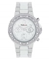 Blind them with glamour. Bright watch by Style&co. crafted of silver tone and white mixed metal bracelet and round case. Mother-of-pearl dial features numerals and stick indices, crystal accents at markers, minute track, three multifunctional subdials, three hands and logo. Quartz movement. Splash resistant. Two-year limited warranty.
