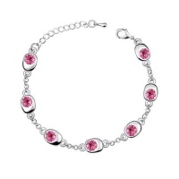 Contessa Bella Fancy Genuine 18k White Gold Plated Round Pink Swarovski Austrian Crystal Elements Charm Women Bracelet Elegant Silver Color Crystal Fashion Jewelry Contessa Bella Fancy Genuine 18k White Gold Plated Round Pink Swarovski Austrian Crystal Elements Charm Women Bracelet Elegant Silver Color Crystal Fashion Jewelry