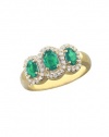 Effy Jewlery Gemma Diamond and Emerald Ring in 14k Gold, 1.11 TCW Ring size 7