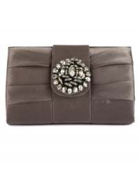 Opt for something elegant on your next evening out with this posh purse from Jessica McClintock. Dressed in silky satin with floral beaded accent, it's perfectly sized for out-on-the-town essentials. Opt for something elegant on your next evening out with this posh purse from Jessica McClintock. Dressed in silky satin with floral beaded accent, it's perfectly sized for out-on-the-town essentials.