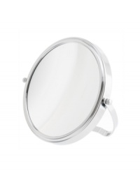 Freshen up any time, any place. This easel-back travel mirror is compact enough to take with you but, with a handsome chrome finish and 10x magnification, is equally suitable for your bedroom or bath. Freshen up any time, any place. This easel-back travel mirror is compact enough to take with you but, with a handsome chrome finish and 10x magnification, is equally suitable for your bedroom or bath.