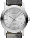 Burberry Watch, Women's Swiss Silver Shimmer Check Fabric Strap 28mm BU1873