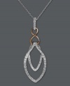 Highlight your neckline with just the right amount of shine. EFFY Collection's double drop pendant features a stunning cut-out design accented by round-cut diamonds (1/4 ct. t.w.). Crafted in 14k white gold with 14k rose gold accents. Approximate length: 18 inches. Approximate drop: 1-5/16 inches.