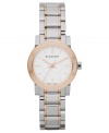 This luxury timepiece from British fashion house Burberry flaunts trendy rose-gold and exact Swiss precision.