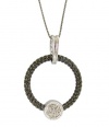 Elegant Sterling Silver 925 Brilliant Cut Genuine Diamonds Black Rhodium Twisted Station Circle Pendant Necklace with Round Center with Chain