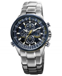 Explore the great blue yonder with expert precision with Citizen's Blue Angels World Chronograph A-T timepiece. Built with Eco-Drive, harnessing natural and artificial light, never needing a battery. Explore the great blue yonder with expert precision with Citizen's Blue Angels World Chronograph A-T timepiece. Built with Eco-Drive, harnessing natural and artificial light, never needing a battery.