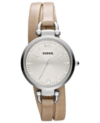 A fashionable triple play from Fossil. This Georgia collection watch features a triple-wrap leather strap for added style. A fashionable triple play from Fossil. This Georgia collection watch features a triple-wrap leather strap for added style.