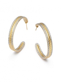 THE LOOKHoop silhouetteQuilted and perforated textureCubic zirconia accentsGold vermeil-plated sterling silver settingPost backTHE MEASUREMENTLength, about 1.5ORIGINImported THE LOOKHoop silhouetteQuilted and perforated textureCubic zirconia accentsGold vermeil-plated sterling silver settingPost backTHE MEASUREMENTLength, about 1.5ORIGINImported