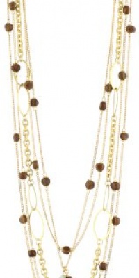 Rachel Reinhardt Nicole Multi-Row Chain Flourite and Wood Necklace Rachel Reinhardt Nicole Multi-Row Chain Flourite and Wood Necklace