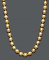 Illuminate your neckline with perfect pearls in rich, warm hues. Necklace features a single strand of golden cultured South Sea pearls (9-11 mm) with a 14k gold clasp. Approximate length: 18 inches. Illuminate your neckline with perfect pearls in rich, warm hues. Necklace features a single strand of golden cultured South Sea pearls (9-11 mm) with a 14k gold clasp. Approximate length: 18 inches.