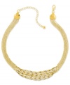 Style that makes you twist and shout from 2028. Multiple rows of ball-chains are collected together with a twist finish on this golden necklace. Crafted in gold tone mixed metal. Approximate length: 16 inches + 3-inch extender.