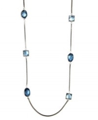 This enchanting station necklace by AK Anne Klein adds the perfect last layer to your daily look. With plastic aqua accents, it's crafted in imitation rhodium-plated mixed metal. Approximate length: 36 inches. This enchanting station necklace by AK Anne Klein adds the perfect last layer to your daily look. With plastic aqua accents, it's crafted in imitation rhodium-plated mixed metal. Approximate length: 36 inches.
