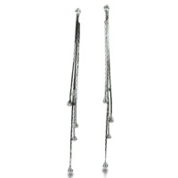 Gunmetal and Rhinestone Dangling Ball Fashion Earrings, 5 1/4 Inches Long Gunmetal and Rhinestone Dangling Ball Fashion Earrings, 5 1/4 Inches Long