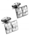 Sleek, shapely & sophisticated. These cuff links make the perfect accent to his favorite work shirt. Crafted in sterling silver, they feature an intricate basket weave pattern. Approximate length: 7/8 inch. Approximate width: 5/8 inch.