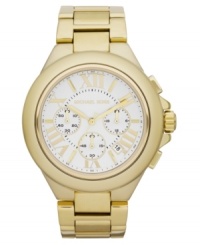This stolen-from-the-guys design shines with golden tones: a Camille collection watch from Michael Kors. This stolen-from-the-guys design shines with golden tones: a Camille collection watch from Michael Kors.