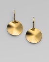 Undulating gold discs are simple yet dramatic in sophsiticated drops. 18k yellow gold Drop, about 1 Diameter, about ½ Ear wire Imported