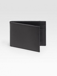 Sleek, slim design rendered in subtly pebbled calfskin leather.One billfold compartmentFour card slotsLeather4½W x3½HImported Sleek, slim design rendered in subtly pebbled calfskin leather.One billfold compartmentFour card slotsLeather4½W x3½HImported